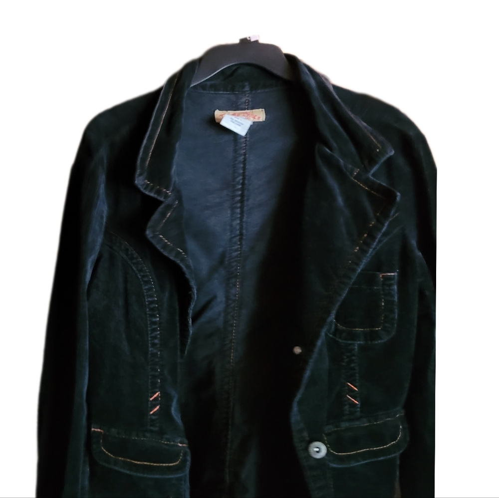 Black Corduroy Paris Blues Blazer Jacket, Junior's Large Waist-Length